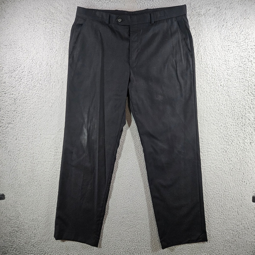 Lauren Ralph Lauren Mens Black 100% Wool Dress Pants Trousers 34x30 Flat Front